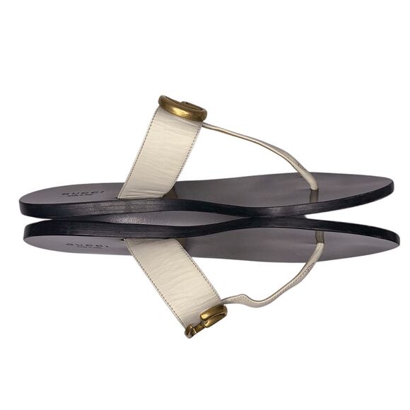 Gucci Marmont GG Thong Sandals White Leather EU 38.5 US 8.5 w/ Box & Dust Bag - Picture 3 of 9